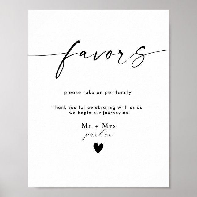 Modern Favor Wedding Sign (Front)