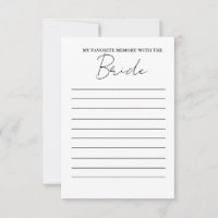 Modern Favorite memory with the bride game card