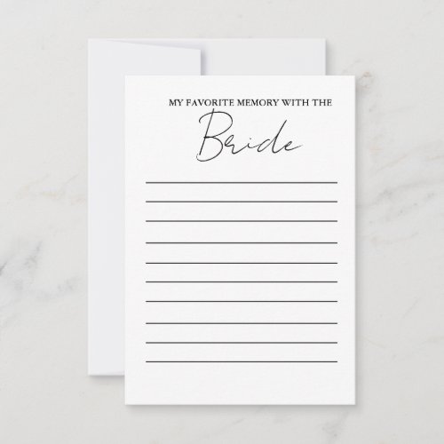 Modern Favorite memory with the bride game card