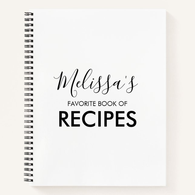 Modern Favorite Recipe Cookbook | White Notebook (Front)