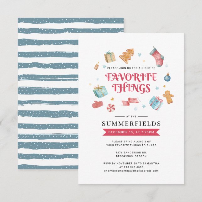 Modern Favorite Things Christmas Holidays Invitation (Front/Back)
