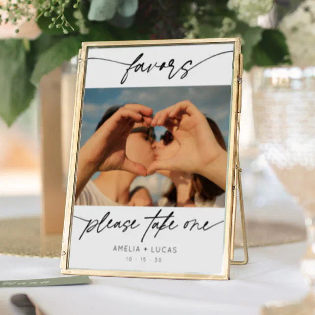 Modern Favors Calligraphy Script Photo Poster | Zazzle