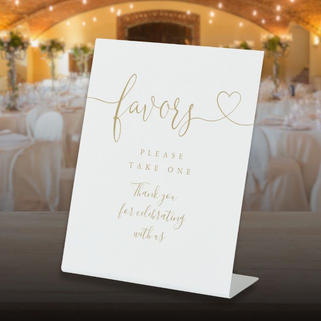 Modern Favors Golc Heart Script Pedestal Sign (Modern Favors Golc Heart Script Pedestal Sign)