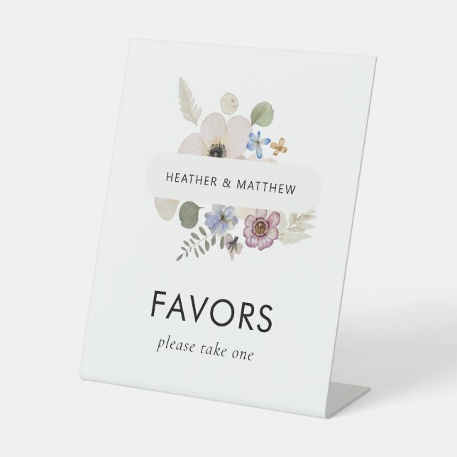 Modern Favors Wedding Pedestal Sign (Front)