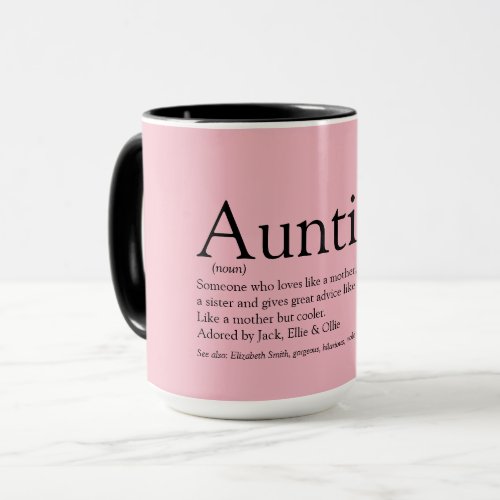 Modern Favourite Aunt Auntie Definition Fun Pink Mug