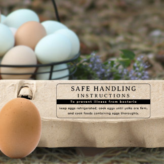 Modern FDA Egg Carton Safe Handling Instructions Rubber Stamp