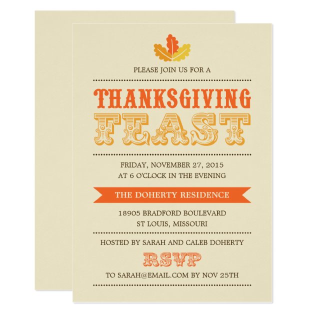 Modern Feast Thanksgiving Dinner Invitation