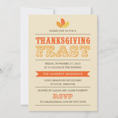 Modern Feast Thanksgiving Dinner Invitation