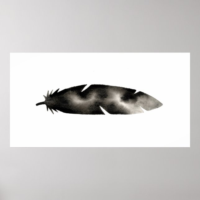 Modern Feather Black White Poster (Front)