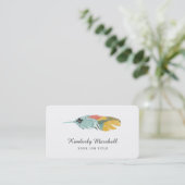 Modern Feather Business Cards / Melon (Standing Front)