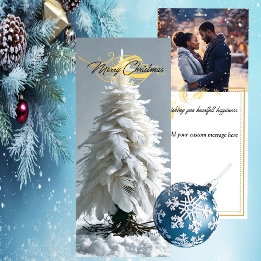 Modern Feather Christmas Tree | Photo Holiday Card