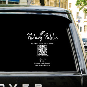 Modern Feather Follow Me Notary Marketing QR Code Window Cling
