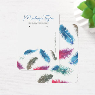 Modern Feather Personalized Earring Display Card