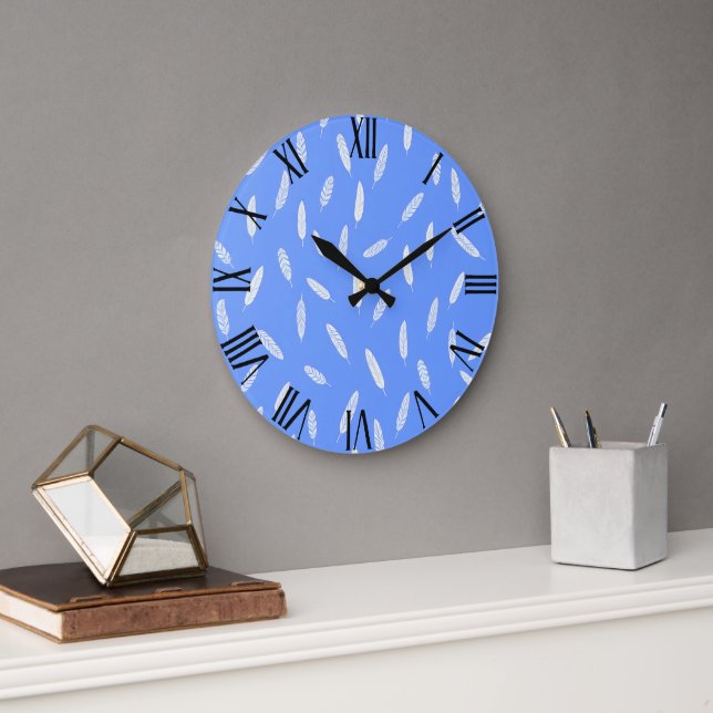 Modern Feathers Luxury Boho Collection Large Clock (Office)