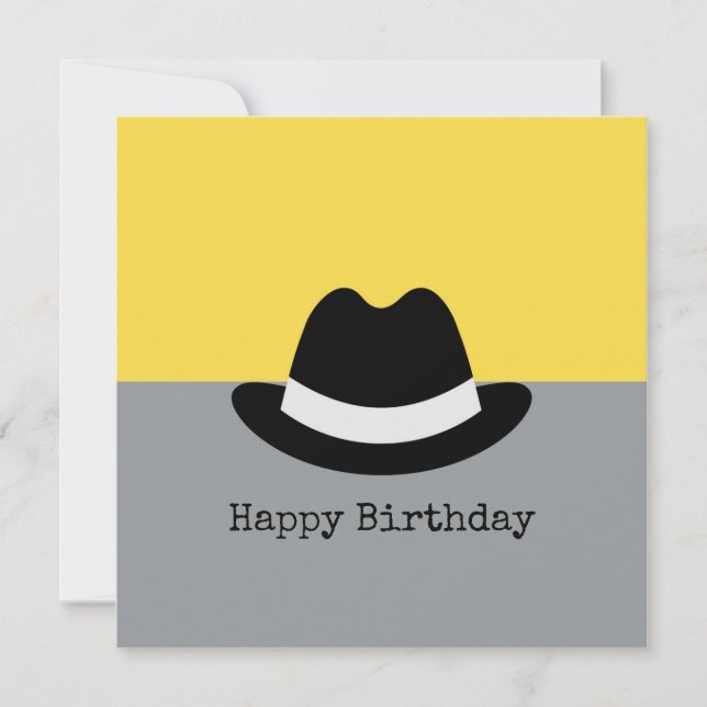 Modern Fedora Colorblock  Birthday Card (Front)
