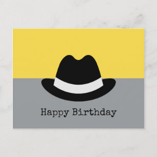 Modern Fedora Colorblock Birthday Postcard