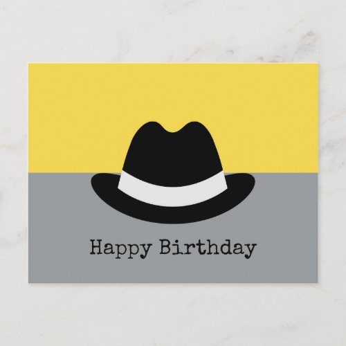 Modern Fedora Colorblock  Birthday Postcard