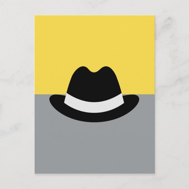 Modern Fedora Colorblock  Faux Canvas Print Postcard (Front)