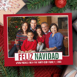 Modern Feliz Navidad Family Photo Red Postcard<br><div class="desc">Modern Feliz Navidad Family Photo Green and Red Christmas Postcard</div>