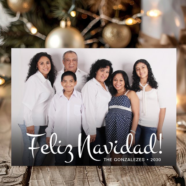Modern Feliz Navidad Photo Holiday Card (Creator Uploaded)
