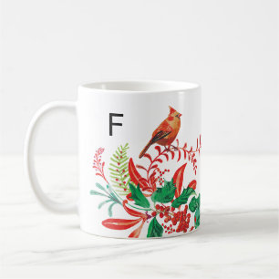 Modern Female Cardinal Holly Custom Monogram Mug