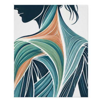 Modern Female Muscle Anatomy Art Poster