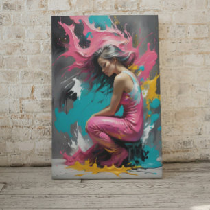 Modern Female Portrait in Splash Colors Canvas Print