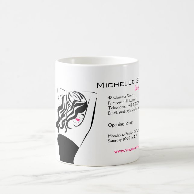 Modern feminine black and pink Trendy Hair Salon  Coffee Mug (Center)