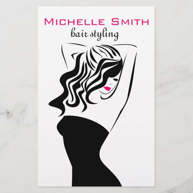 Modern feminine black and pink Trendy Hair Salon  Flyer (Front)