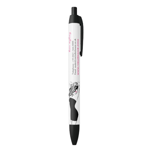 Modern feminine black and pink Trendy Hair Salon  Pen (Bottom (Vertical))
