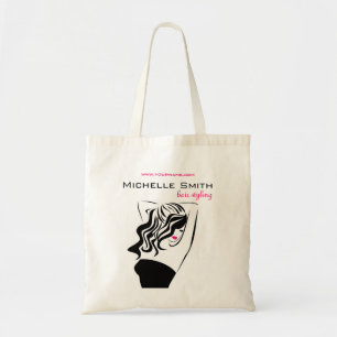 Modern feminine black and pink Trendy Hair Salon Tote Bag