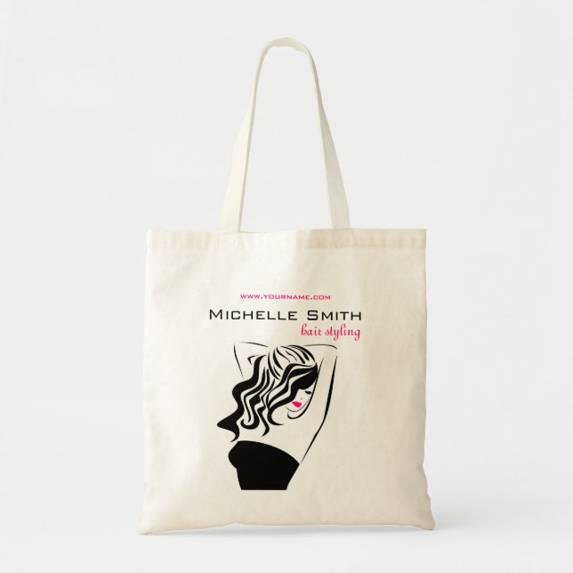 Modern feminine black and pink Trendy Hair Salon  Tote Bag (Front)