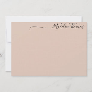 Modern Feminine Black Pink Script Calligraphy name Note Card