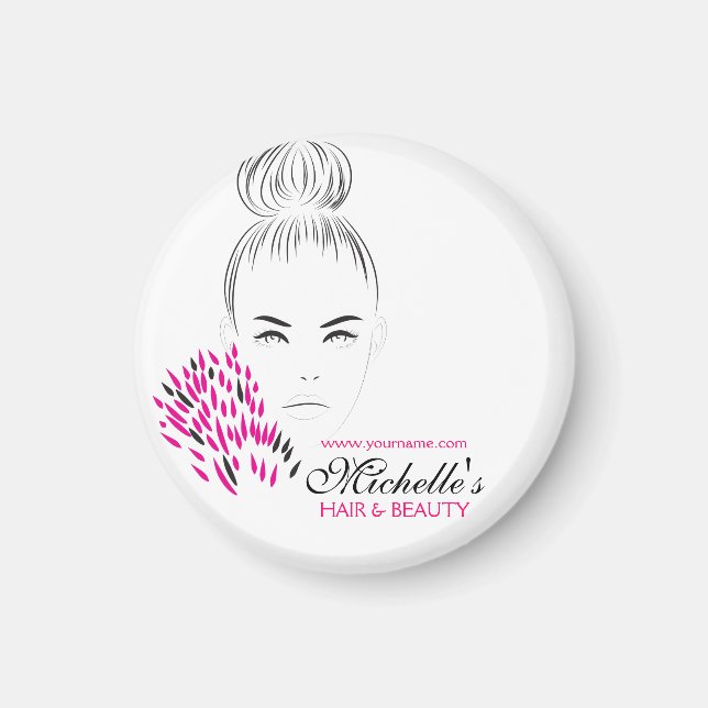 Modern feminine Black White Pink Chic Fashion Girl Magnet (Front)
