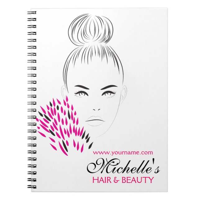 Modern feminine Black White Pink Chic Fashion Girl Notebook (Front)