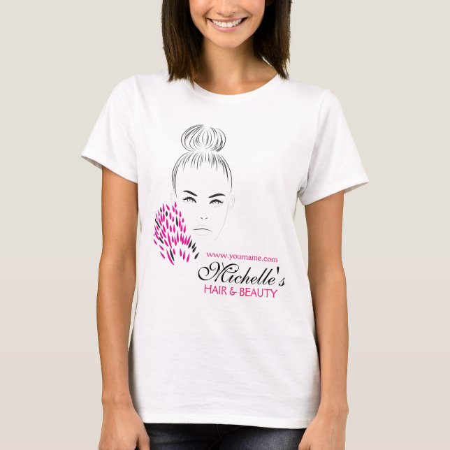 Modern feminine Black White Pink Chic Fashion Girl T-Shirt (Front)