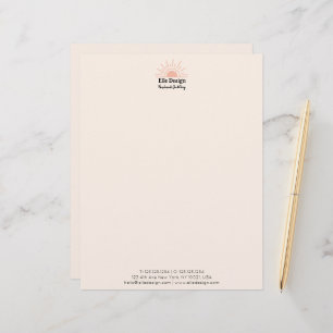 Modern Feminine Blush Pink Boho Sun Professional Letterhead