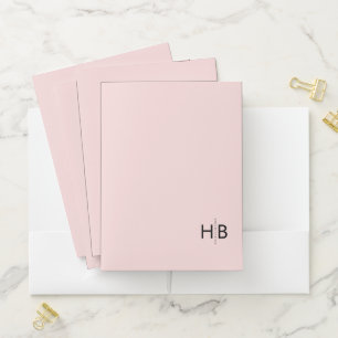 Modern Feminine Blush Pink Initial Monogram Pocket Folder