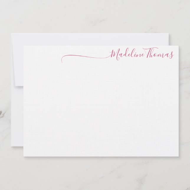 Modern Feminine Blush Pink Script Calligraphy name Note Card (Front)