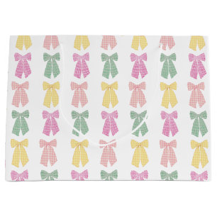 Modern Feminine Coquette Hair Bow Pattern Large Gift Bag