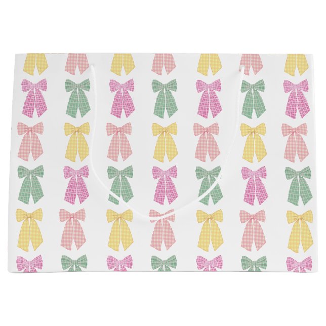 Modern Feminine Coquette Hair Bow Pattern Large Gift Bag (Front)