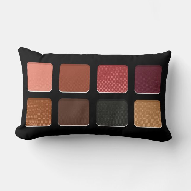 Modern Feminine Dark Warm Brown Makeup Pallete Lumbar Pillow (Front)