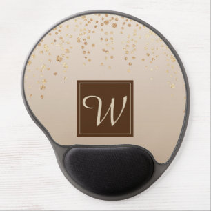Modern Feminine Faux Glitter Monogram Gel Mouse Pad