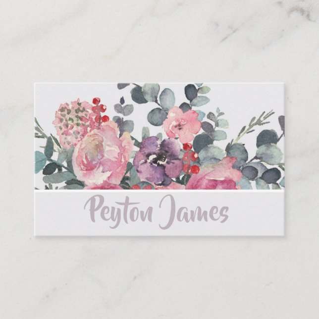 Modern Feminine Floral Business Card (Front)