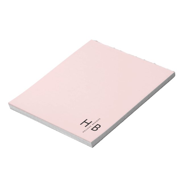 Modern Feminine Girly Pink Initial Monogram Notepad (Rotated)