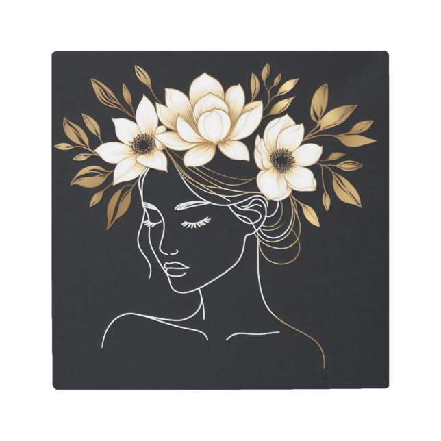 Modern Feminine Gold Line Art with Floral Elegance (Front)