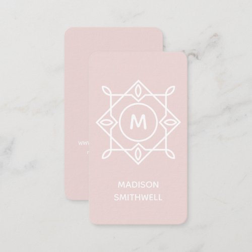 Modern Feminine Monogram Frame Pastel Blush Pink Business Card