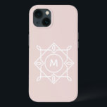 Modern Feminine Monogram Frame Pastel Blush Pink iPhone 13 Case<br><div class="desc">A modern feminine custom monogram design with a geometric frame and your initial of choice in a clean minimal font. The monogram for the name can be easily personalized by you. Default color of this stylish monogram design is a soft blush pink and white. All colors can be changed in...</div>