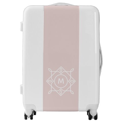 Modern Feminine Monogram Frame Pastel Blush Pink Luggage