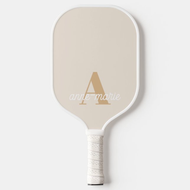 Modern Feminine Pastel Monogram Script Custom Name Pickleball Paddle (Front)